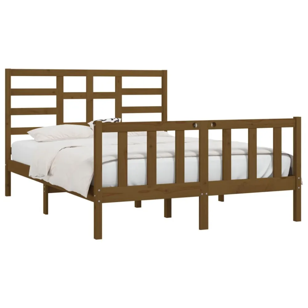 Bedframe massief hout honingbruin 150x200 cm