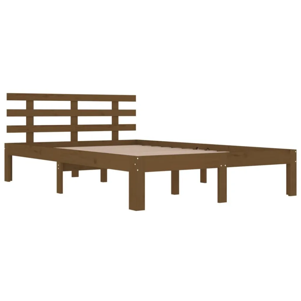 Bedframe massief hout honingbruin 150x200 cm