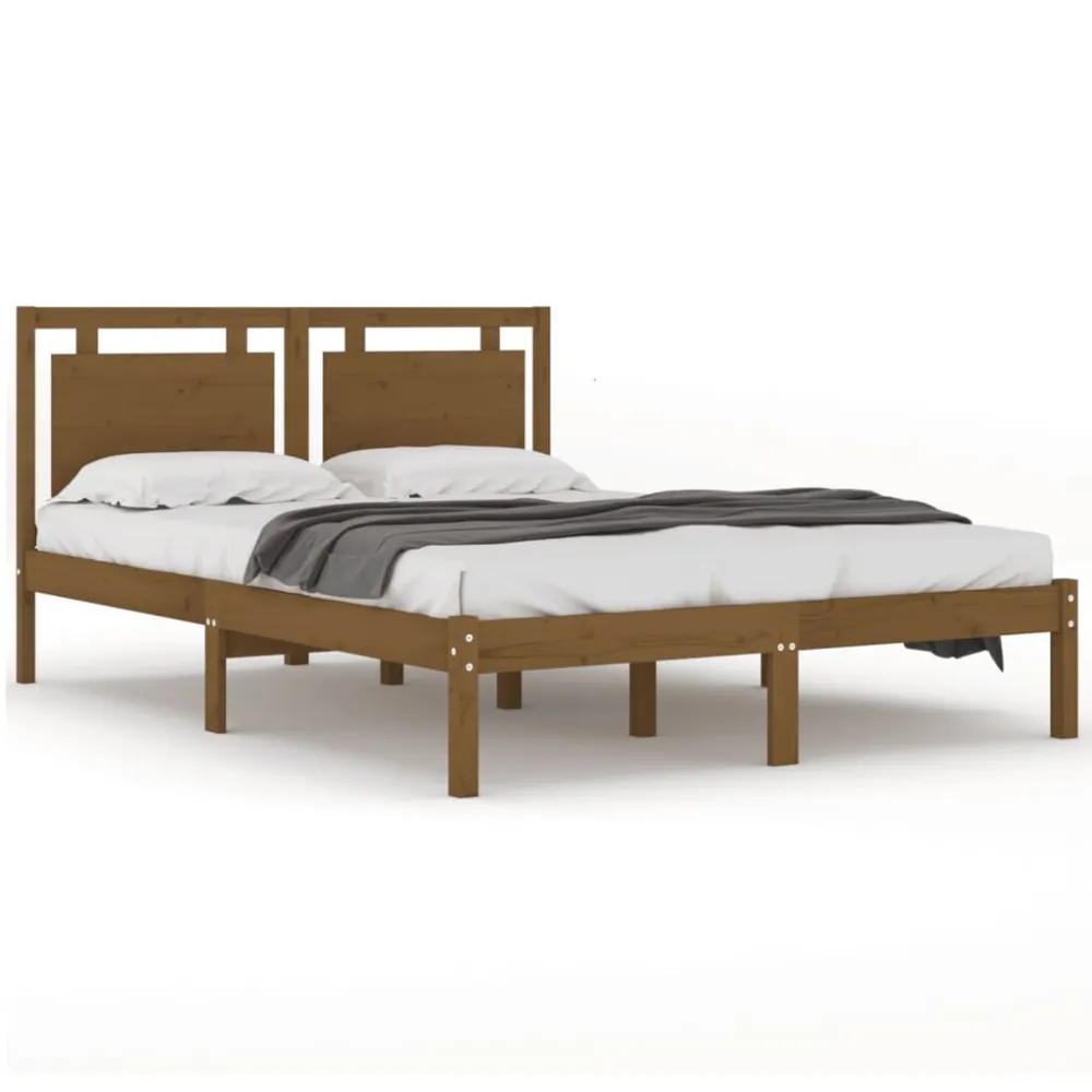 Bedframe massief hout honingbruin 200x200 cm