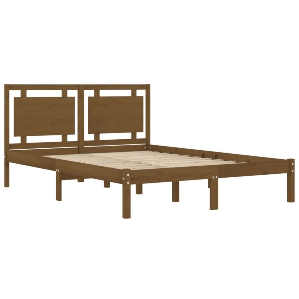 Bedframe massief hout honingbruin 200x200 cm