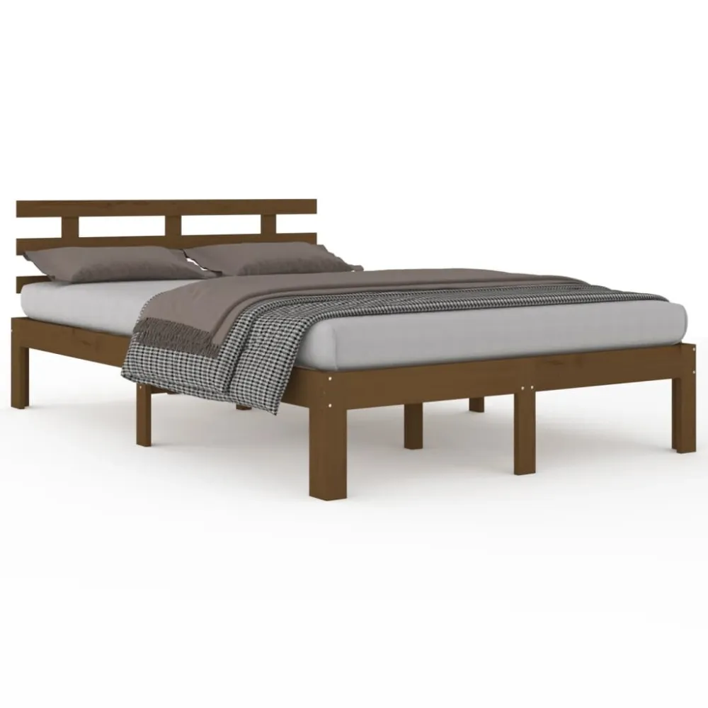 Bedframe massief hout honingbruin 200x200 cm