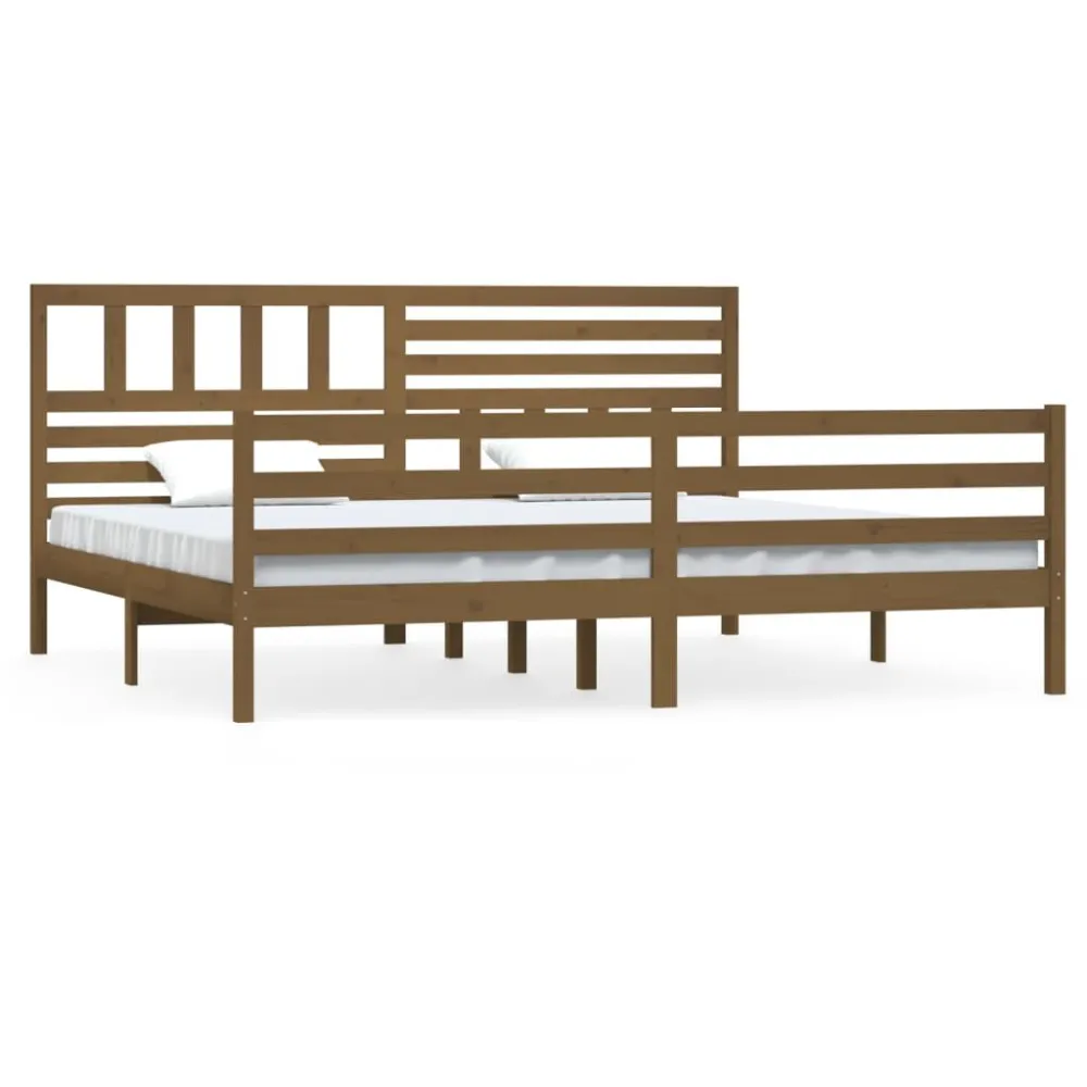 Bedframe massief hout honingbruin 200x200 cm