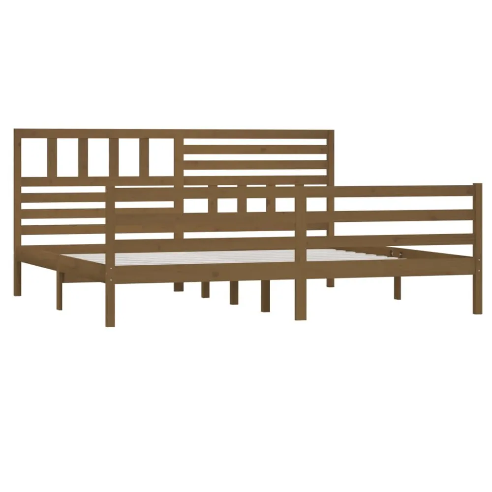 Bedframe massief hout honingbruin 200x200 cm