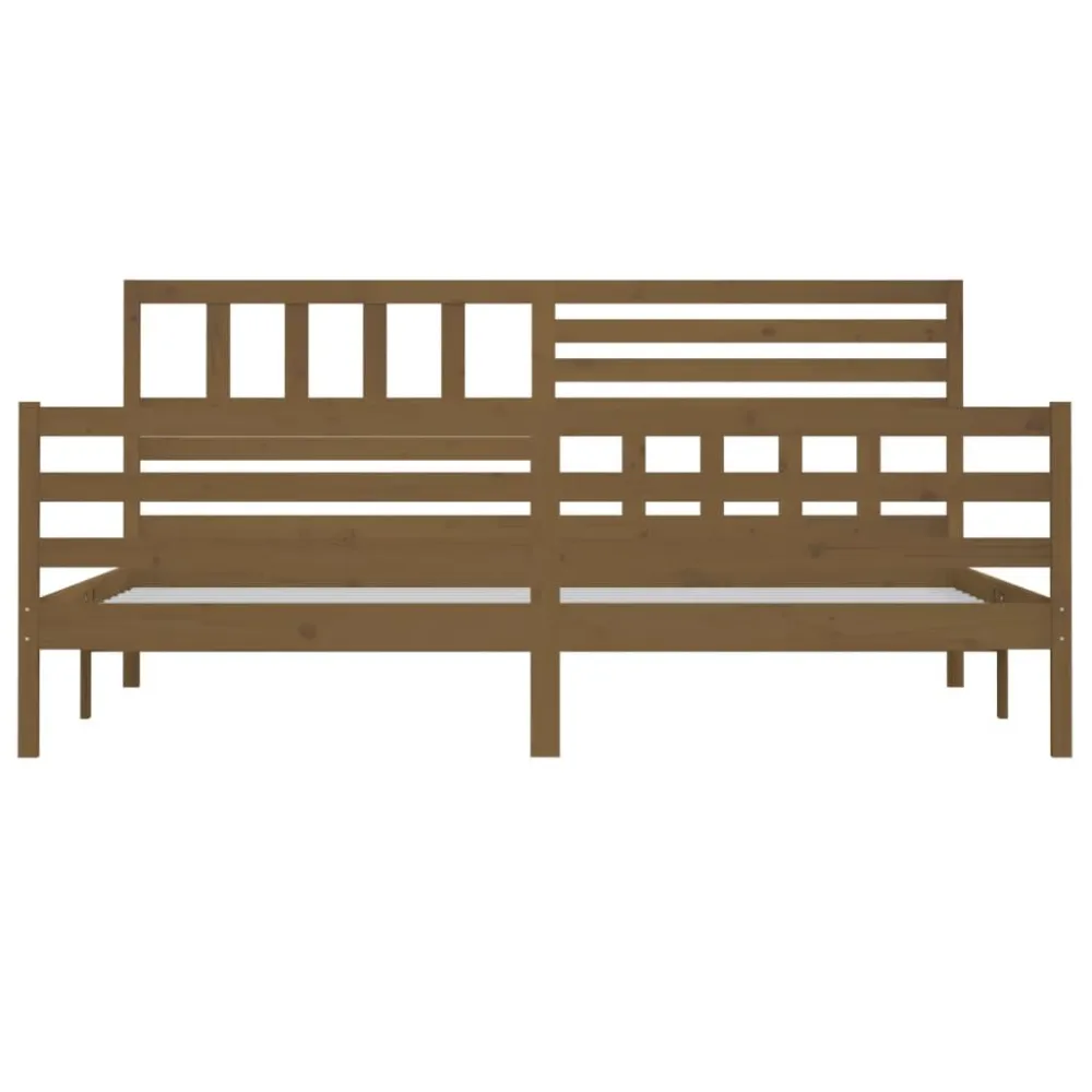 Bedframe massief hout honingbruin 200x200 cm