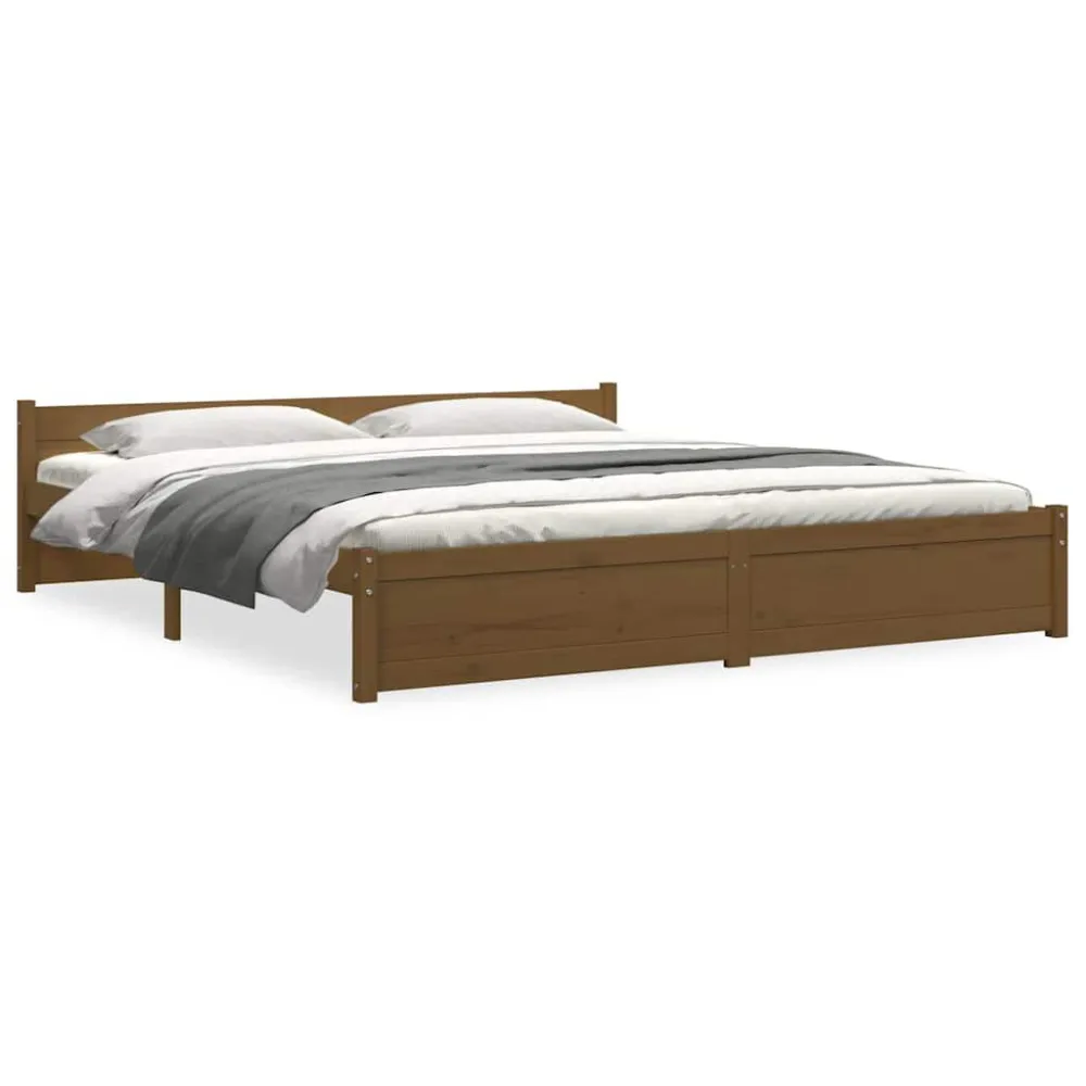 Bedframe massief hout honingbruin 200x200 cm