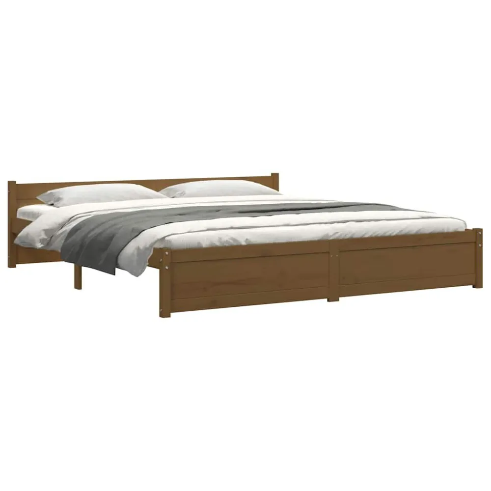 Bedframe massief hout honingbruin 200x200 cm