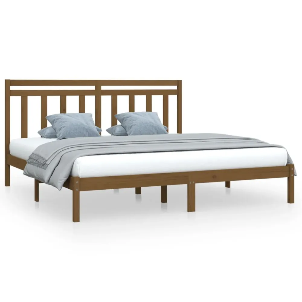 Bedframe massief hout honingbruin 200x200 cm
