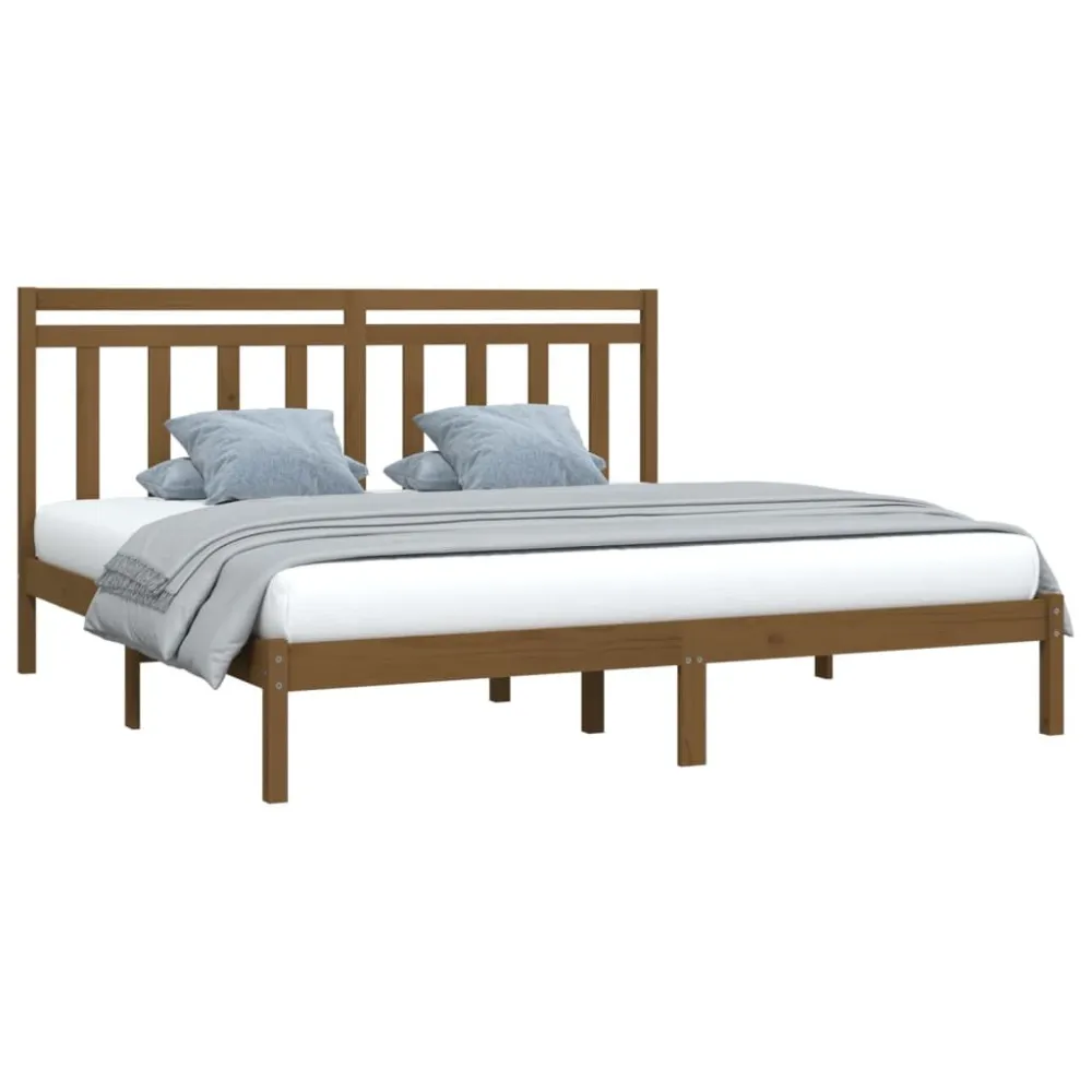 Bedframe massief hout honingbruin 200x200 cm
