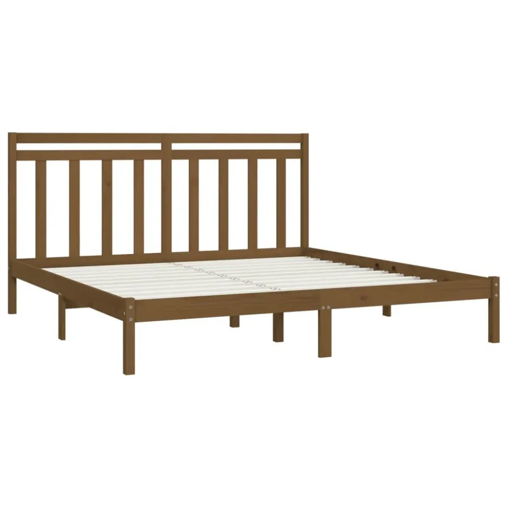 Bedframe massief hout honingbruin 200x200 cm