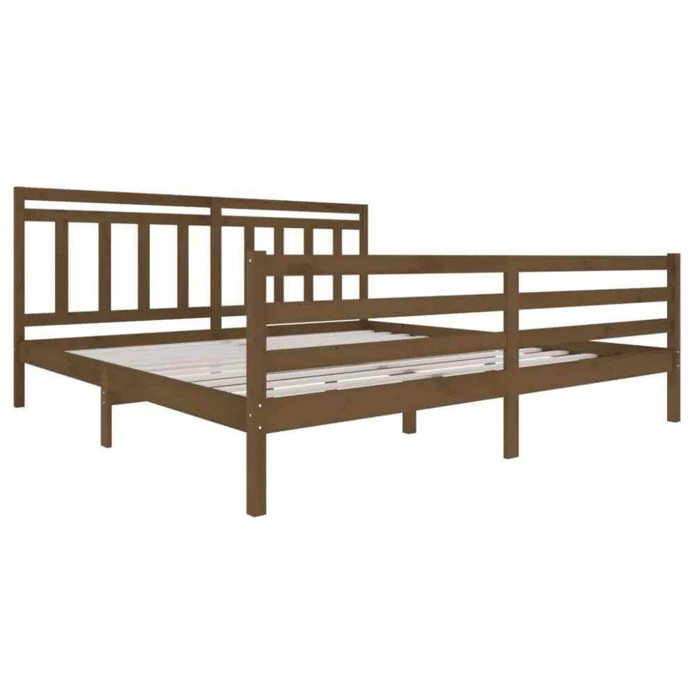 Bedframe massief hout honingbruin 200x200 cm
