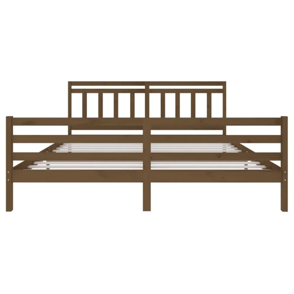 Bedframe massief hout honingbruin 200x200 cm