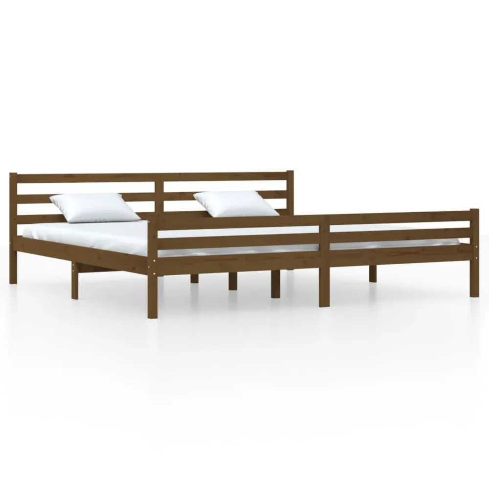 Bedframe massief hout honingbruin 200x200 cm