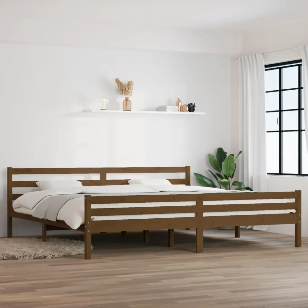 Bedframe massief hout honingbruin 200x200 cm
