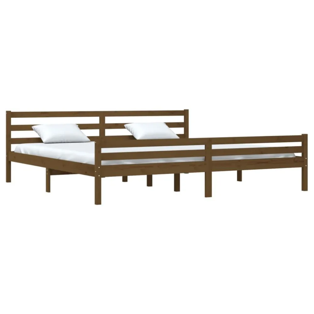 Bedframe massief hout honingbruin 200x200 cm