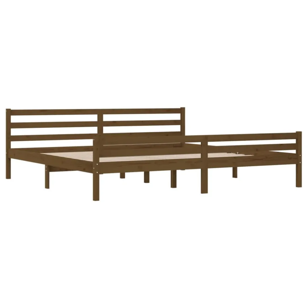 Bedframe massief hout honingbruin 200x200 cm