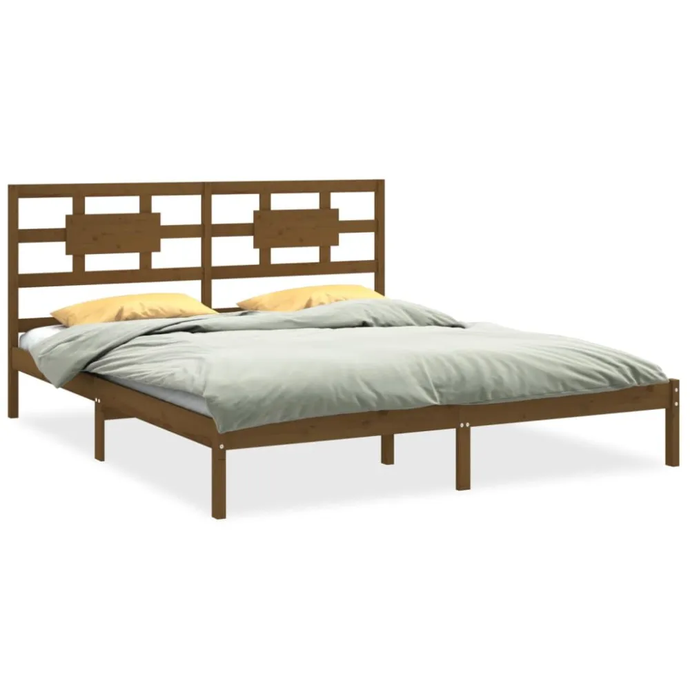 Bedframe massief hout honingbruin 200x200 cm