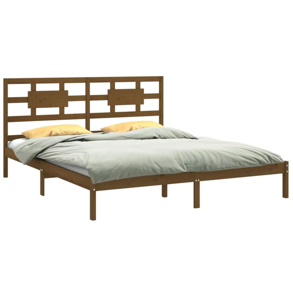 Bedframe massief hout honingbruin 200x200 cm