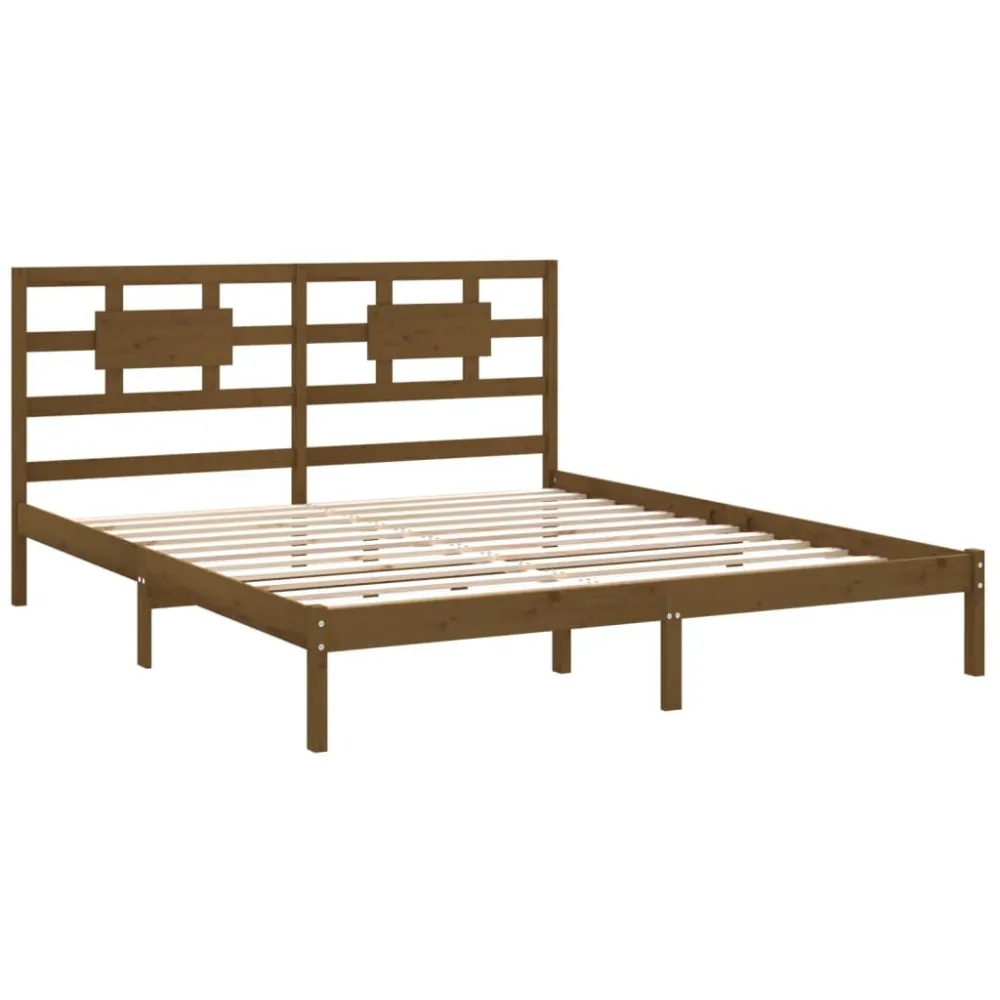 Bedframe massief hout honingbruin 200x200 cm