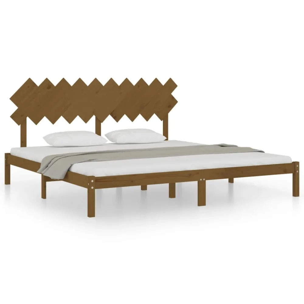 Bedframe massief hout honingbruin 200x200 cm