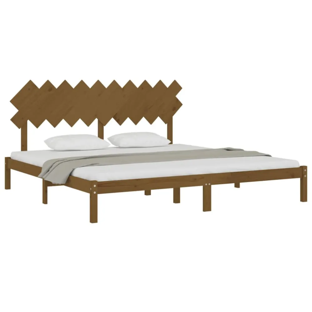 Bedframe massief hout honingbruin 200x200 cm