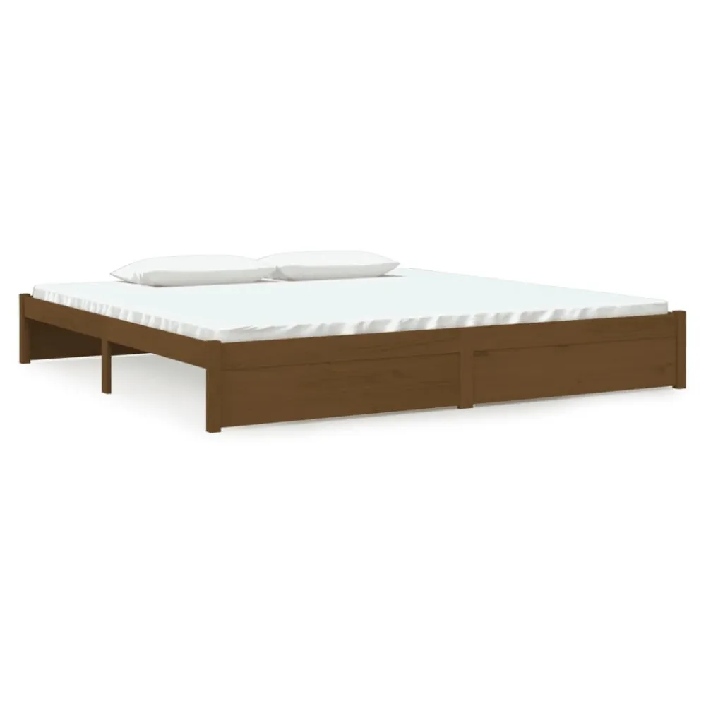 Bedframe massief hout honingbruin 200x200 cm