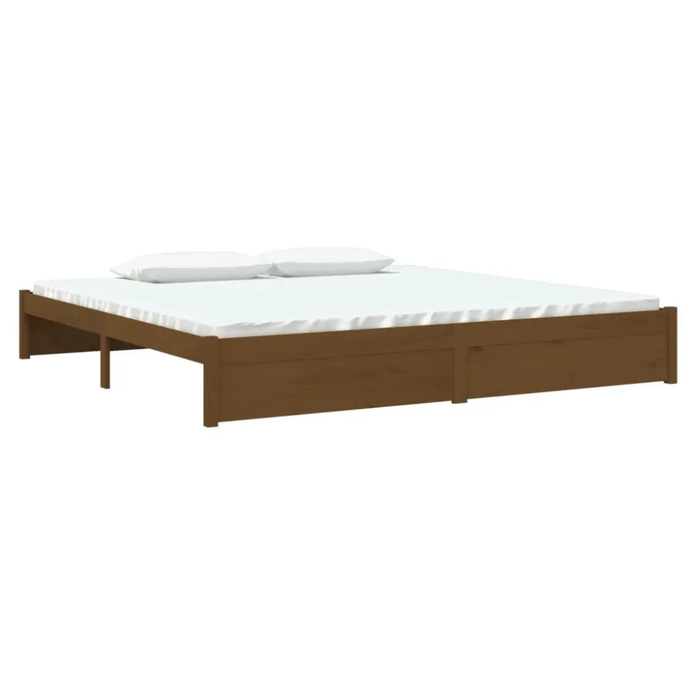 Bedframe massief hout honingbruin 200x200 cm