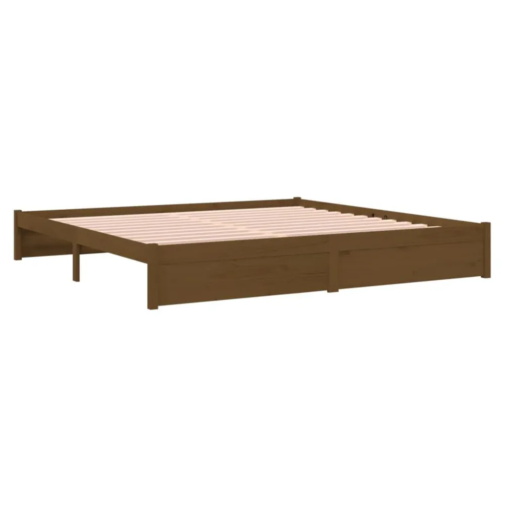 Bedframe massief hout honingbruin 200x200 cm