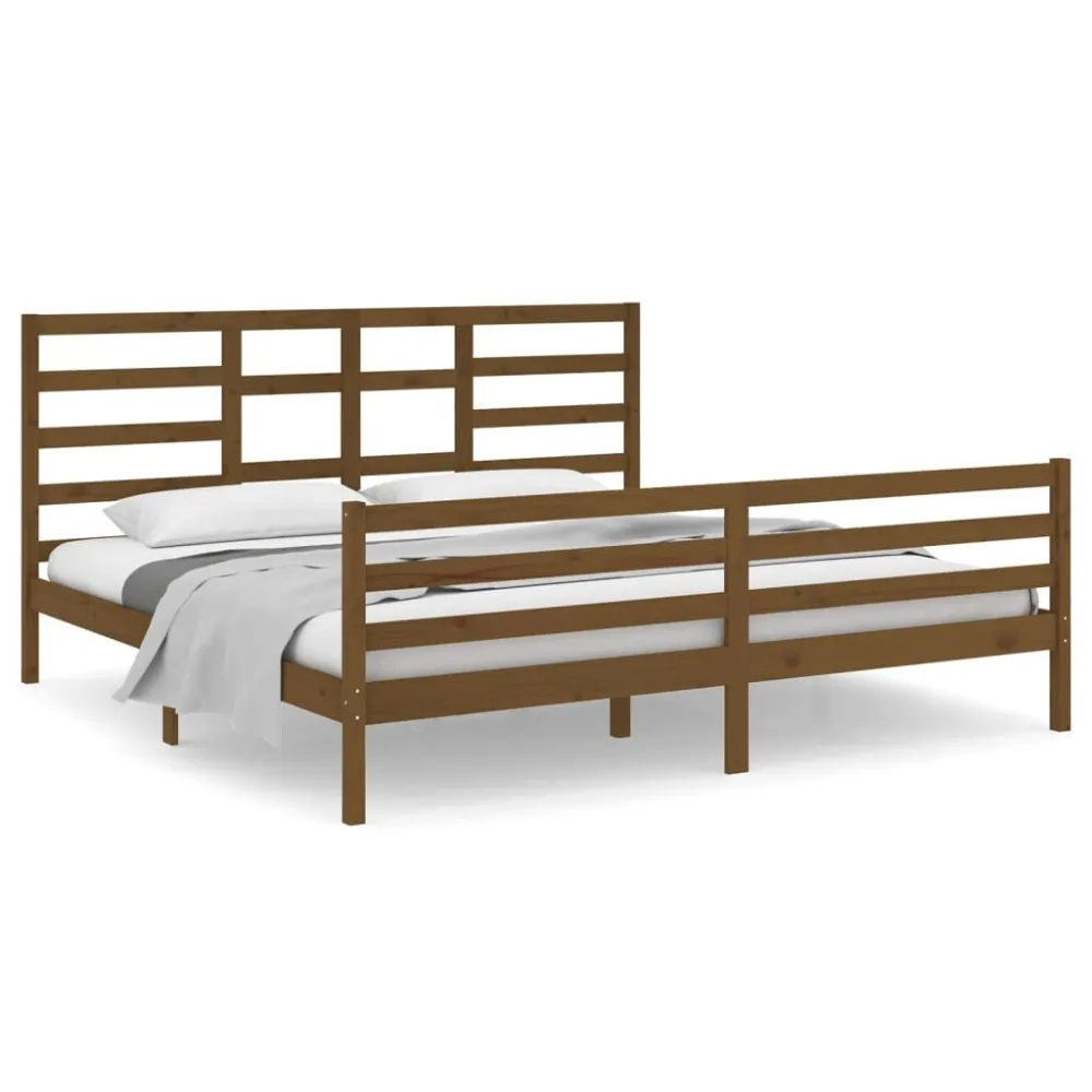 Bedframe massief hout honingbruin 200x200 cm