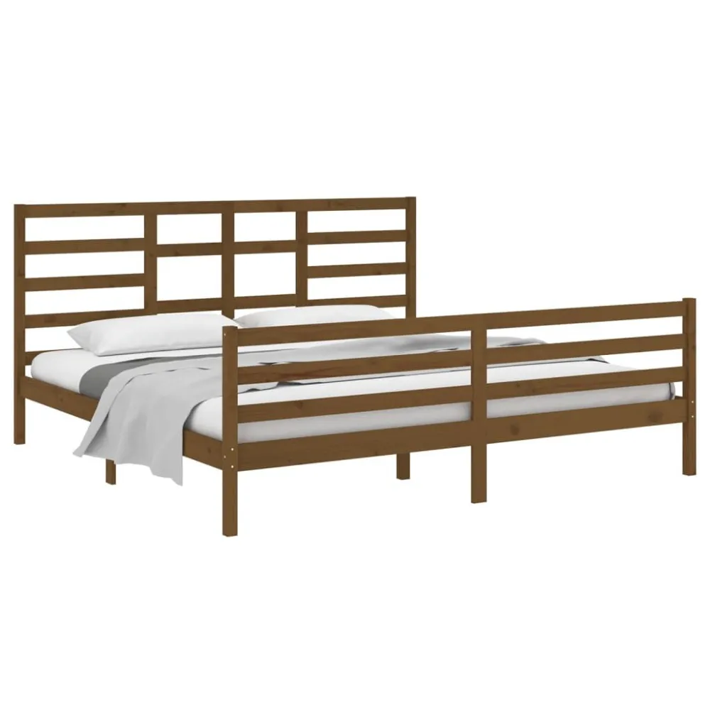 Bedframe massief hout honingbruin 200x200 cm