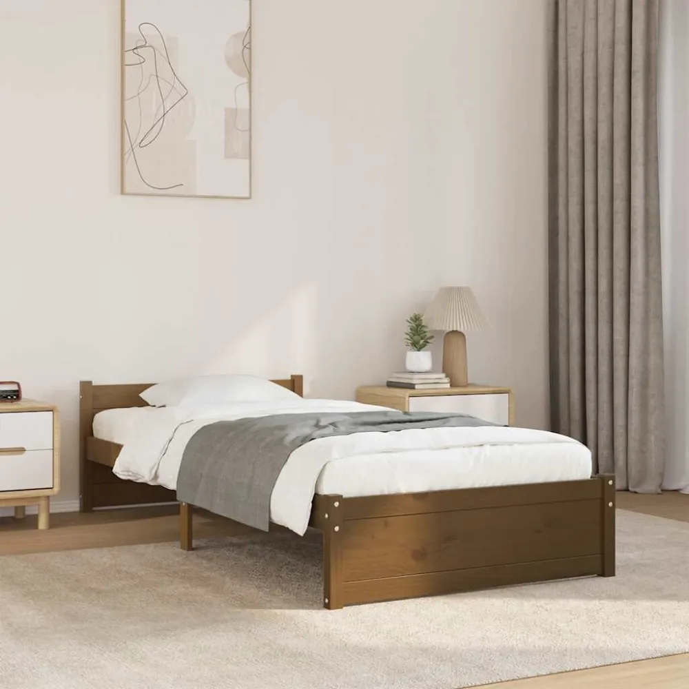 Bedframe massief hout honingbruin 90x190 cm
