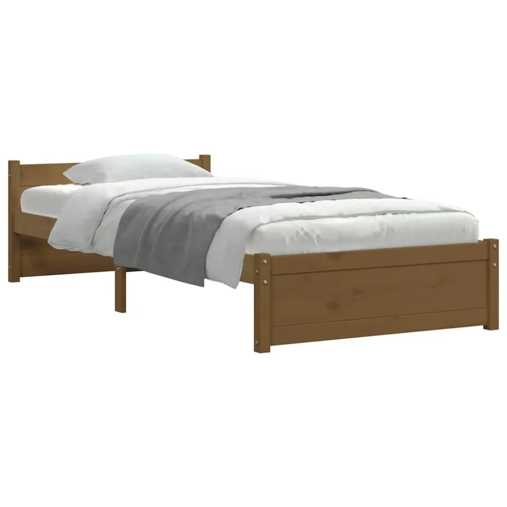 Bedframe massief hout honingbruin 90x190 cm