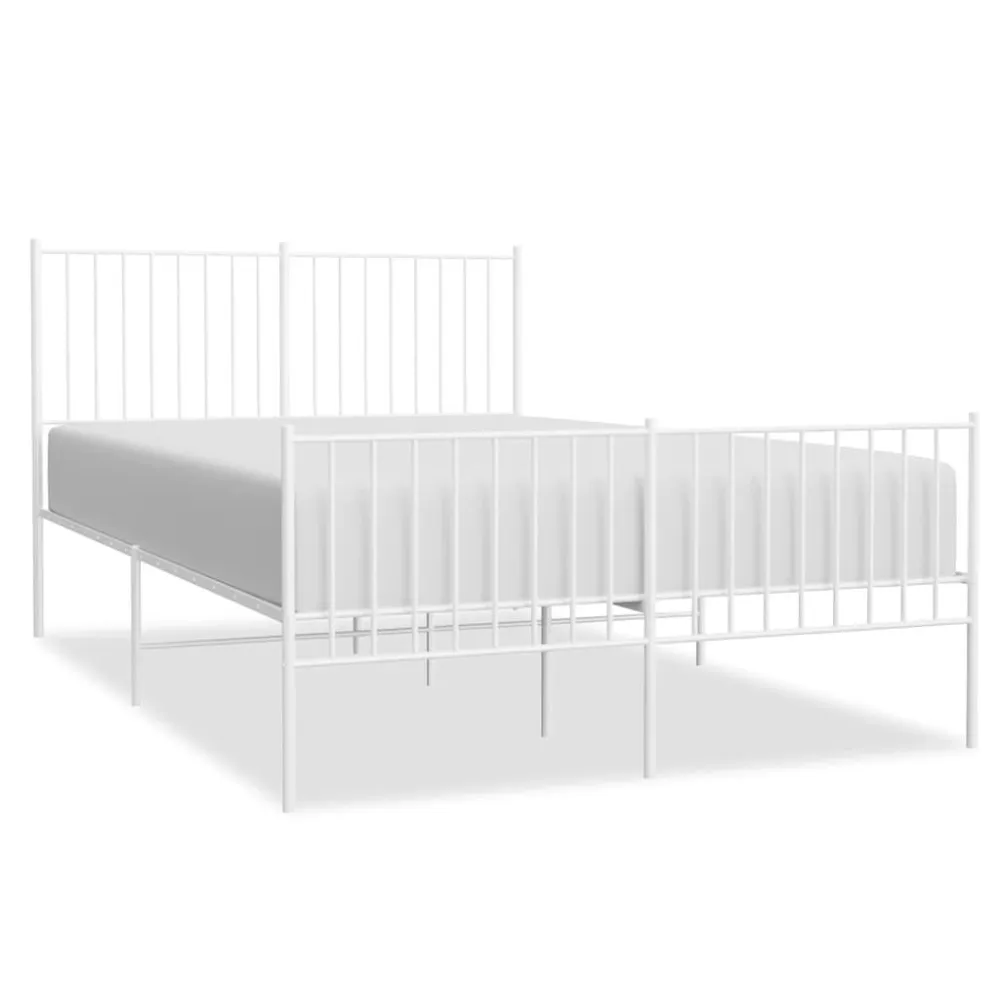 Bedframe met hoofd- en voeteneinde metaal wit 140x200 cm