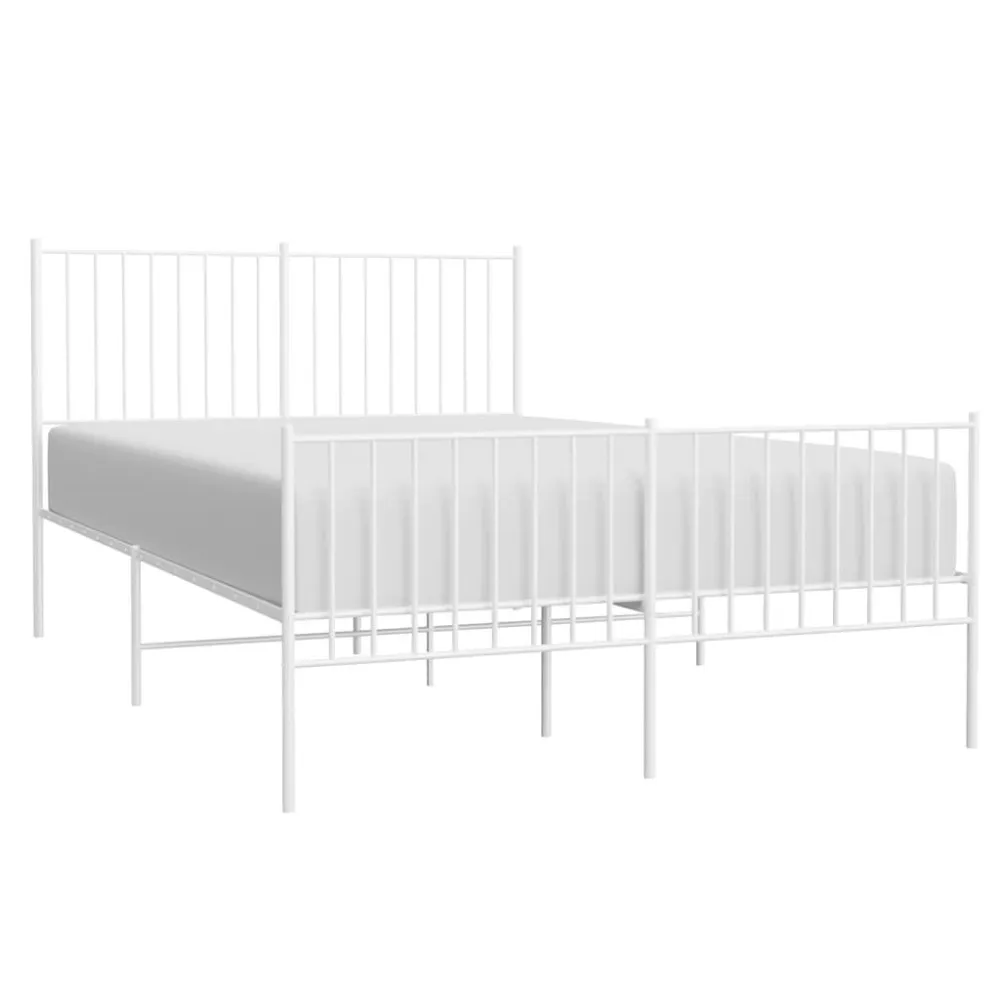 Bedframe met hoofd- en voeteneinde metaal wit 140x200 cm