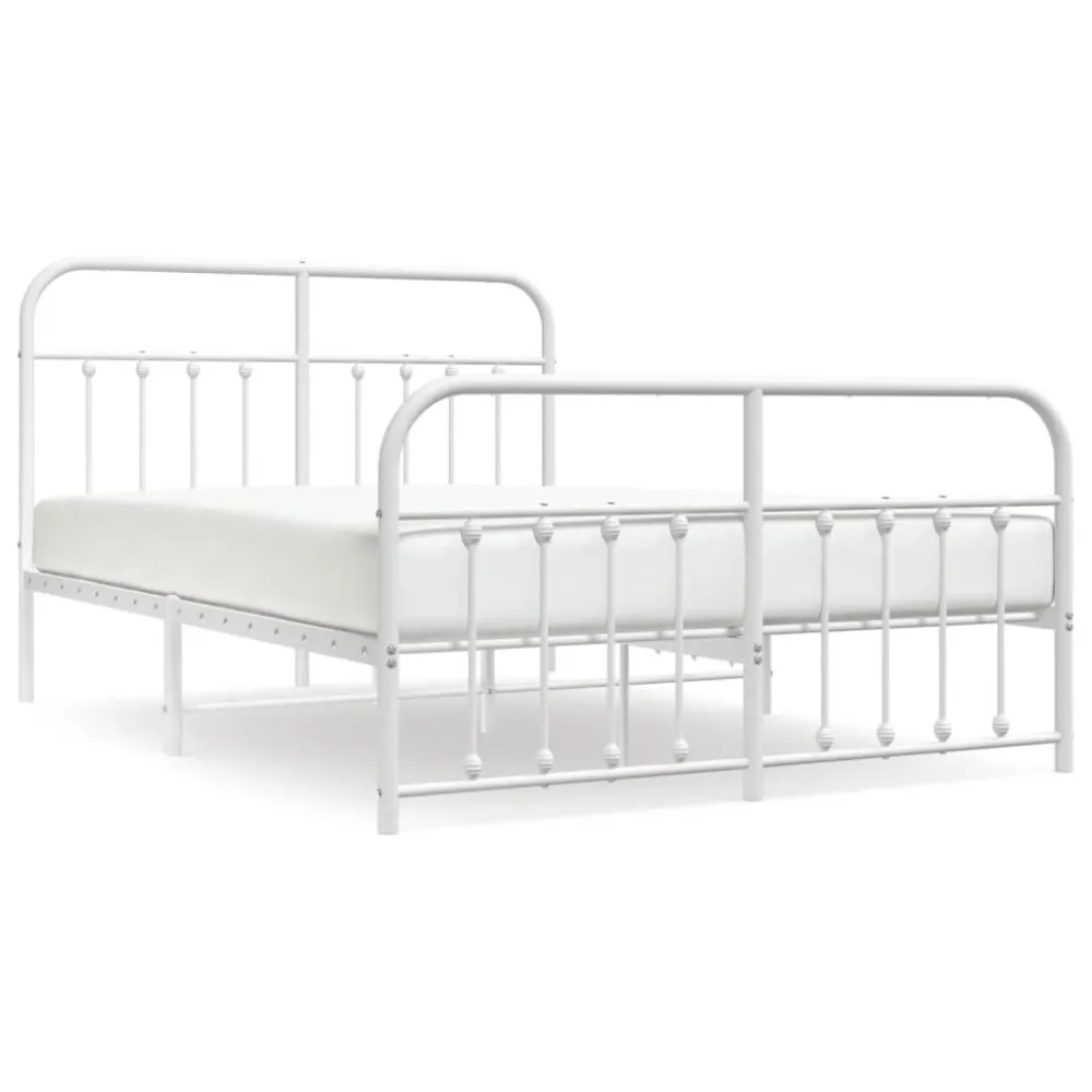 Bedframe met hoofd- en voeteneinde metaal wit 140x190 cm