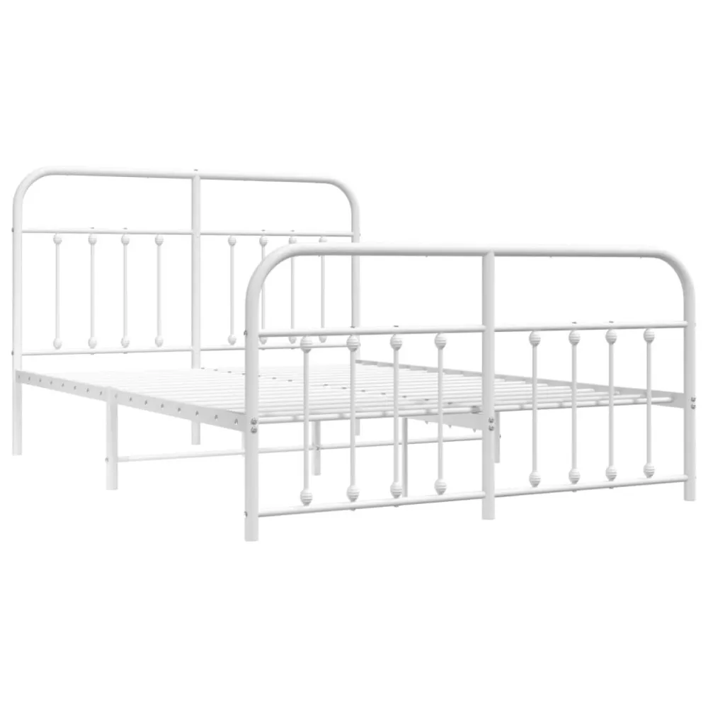 Bedframe met hoofd- en voeteneinde metaal wit 140x190 cm