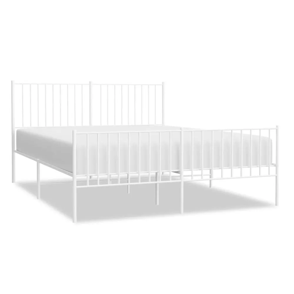 Bedframe met hoofd- en voeteneinde metaal wit 150x200 cm