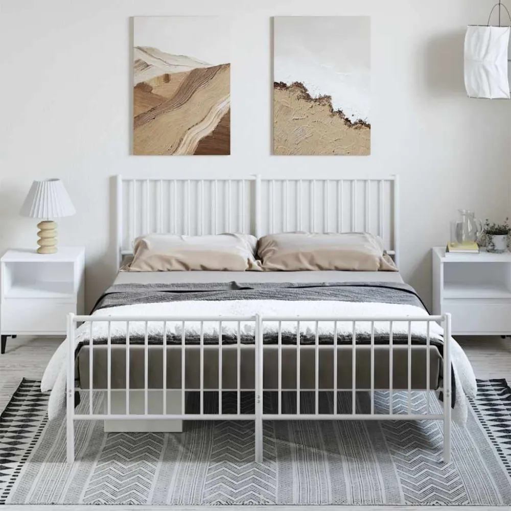 Bedframe met hoofd- en voeteneinde metaal wit 150x200 cm