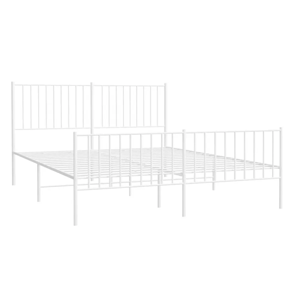Bedframe met hoofd- en voeteneinde metaal wit 150x200 cm