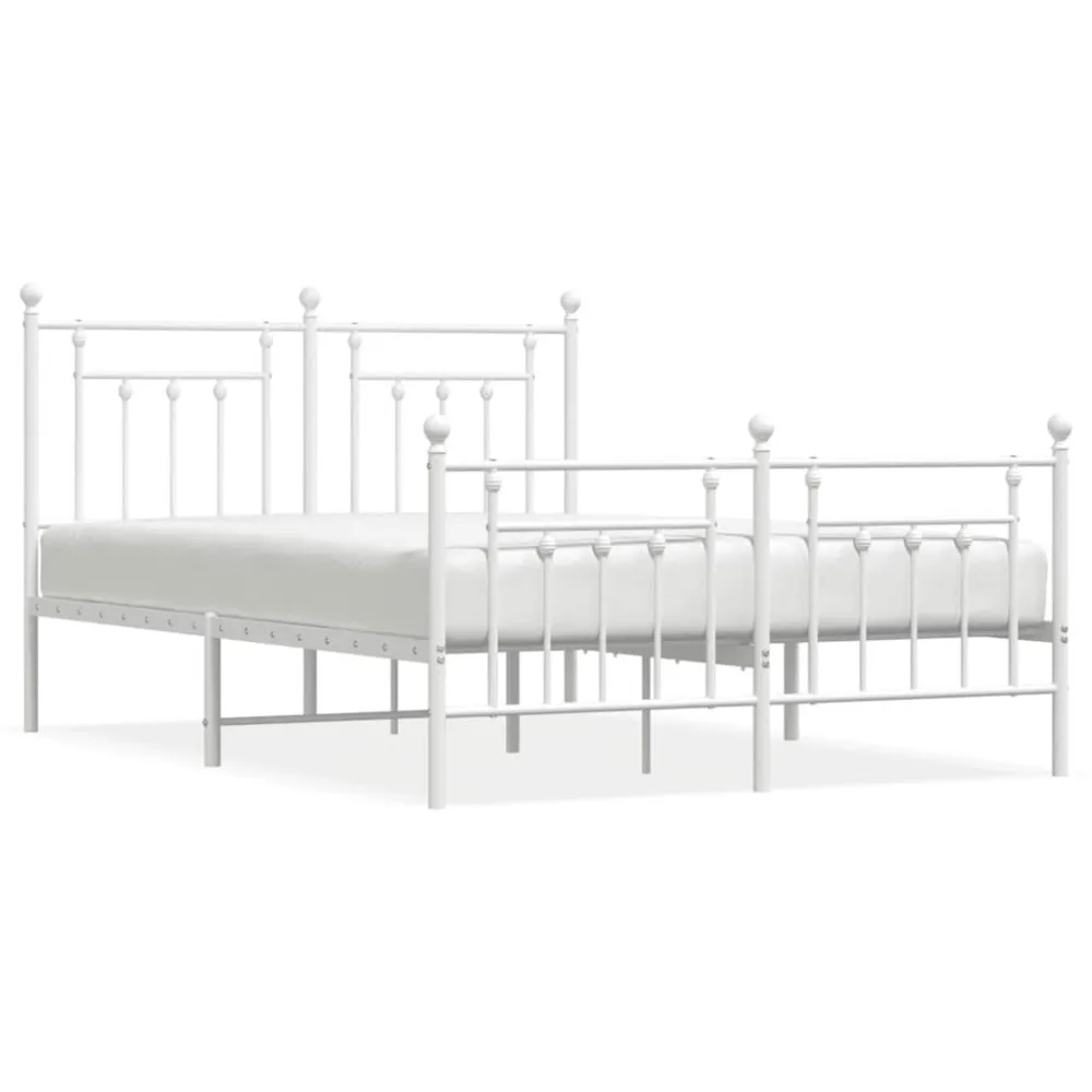 Bedframe met hoofd- en voeteneinde metaal wit 140x200 cm