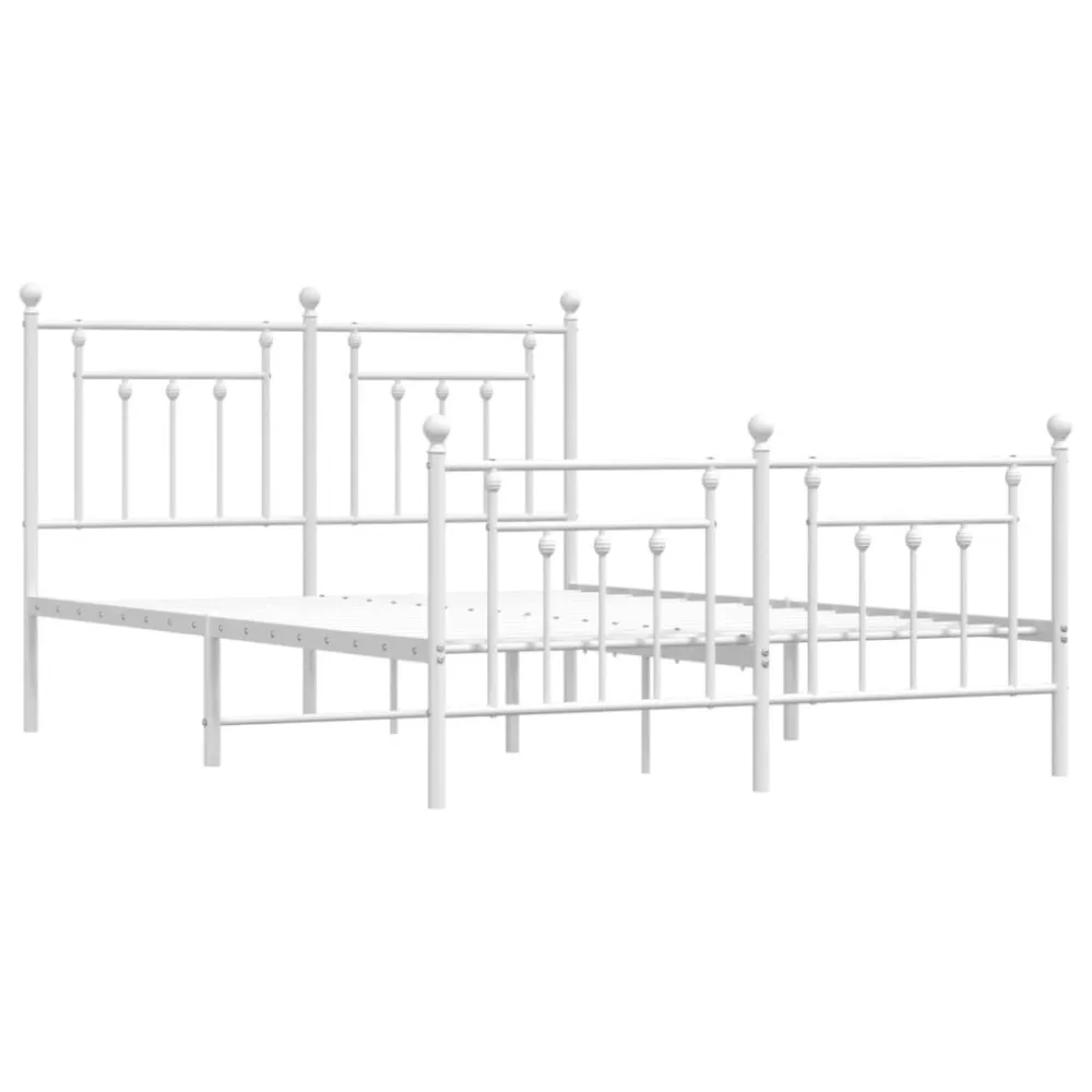 Bedframe met hoofd- en voeteneinde metaal wit 140x200 cm