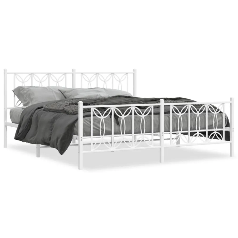Bedframe met hoofd- en voeteneinde metaal wit 180x200 cm