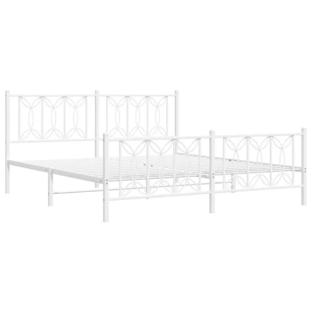 Bedframe met hoofd- en voeteneinde metaal wit 180x200 cm