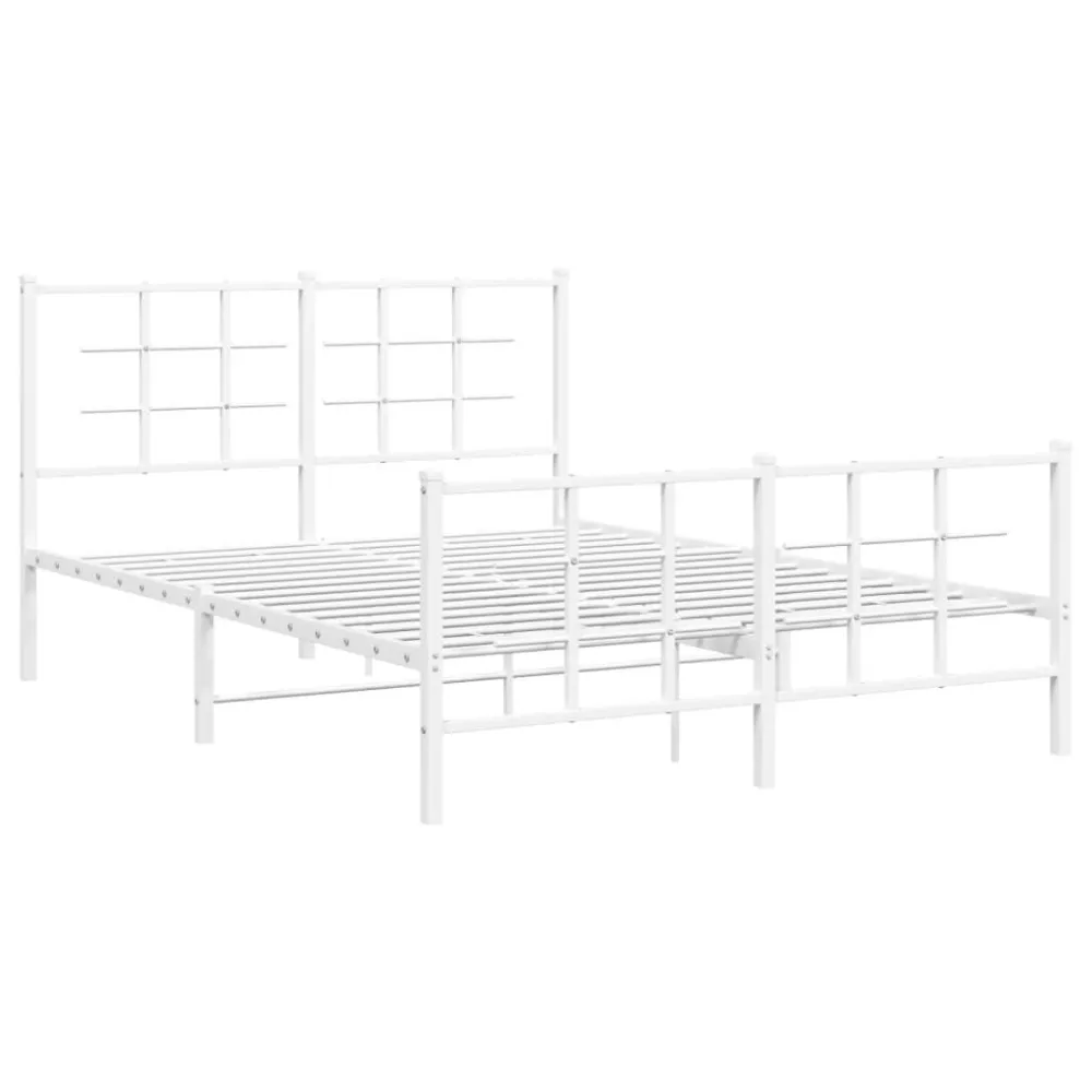 Bedframe met hoofd- en voeteneinde metaal wit 140x190 cm
