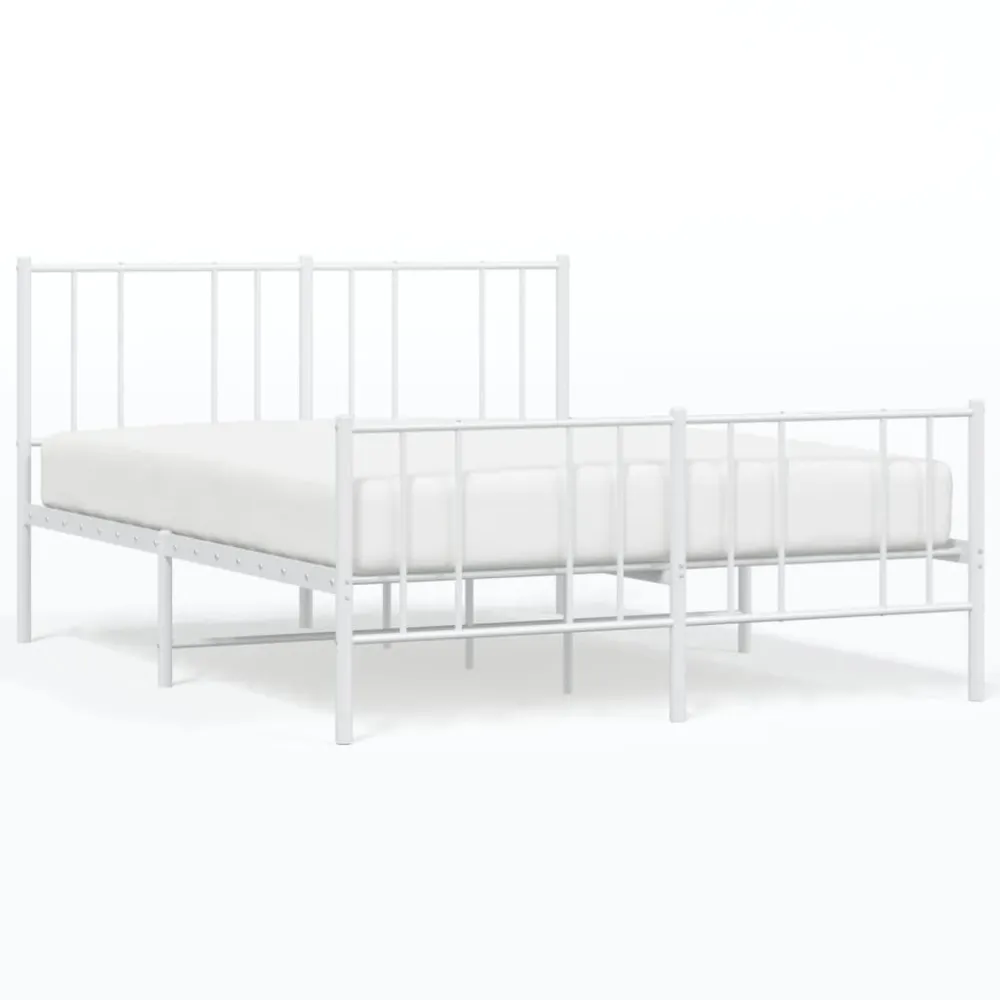 Bedframe met hoofd- en voeteneinde metaal wit 160x200 cm