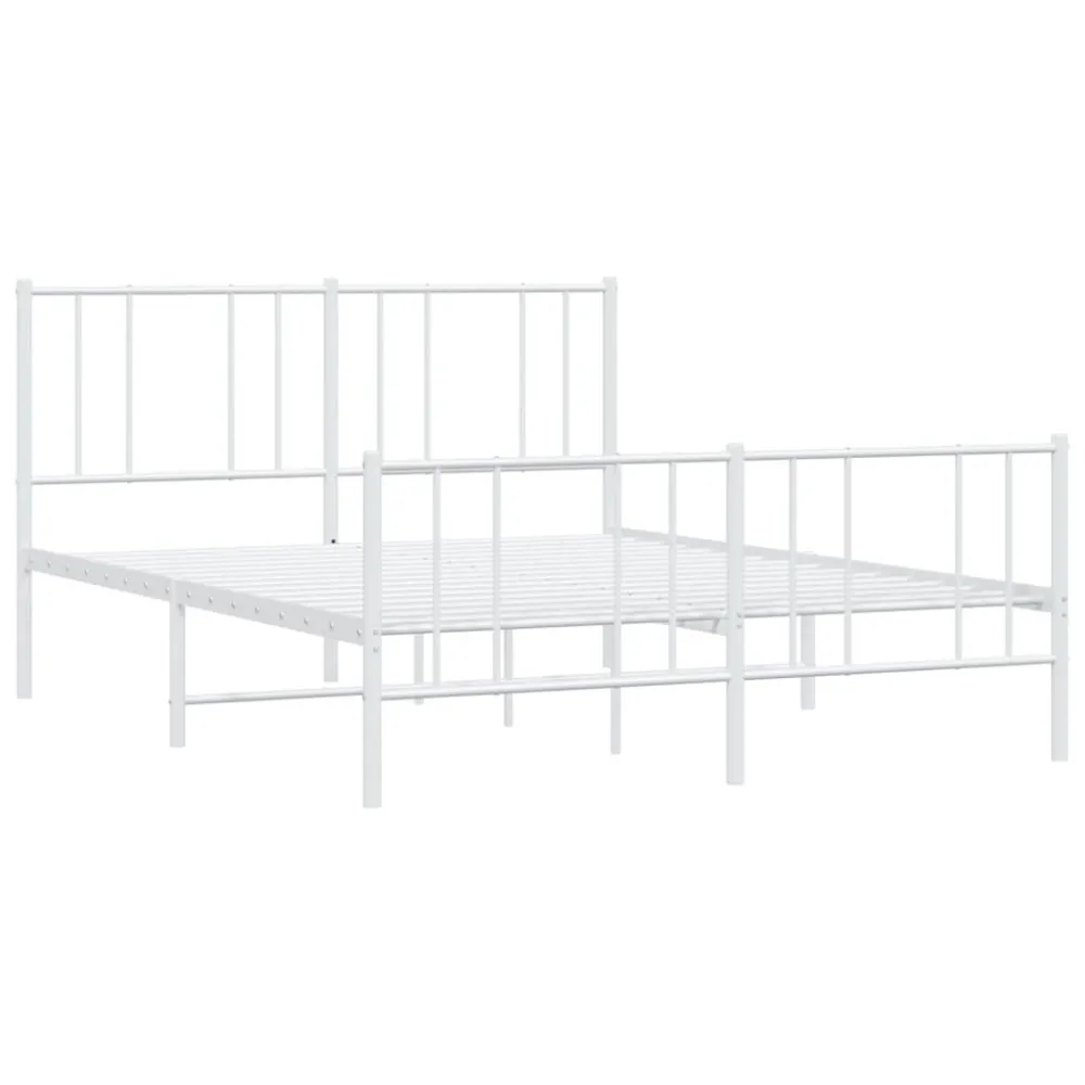 Bedframe met hoofd- en voeteneinde metaal wit 160x200 cm