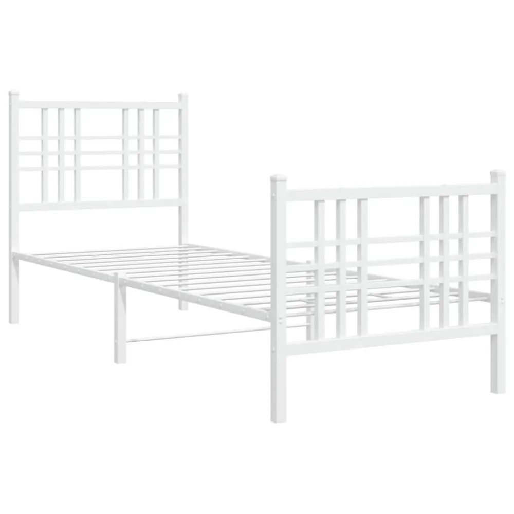 Bedframe met hoofd- en voeteneinde metaal wit 75x190 cm