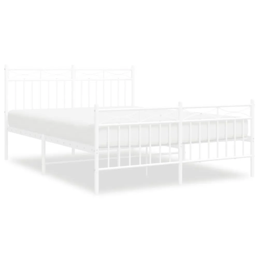 Bedframe met hoofd- en voeteneinde metaal wit 140x200 cm