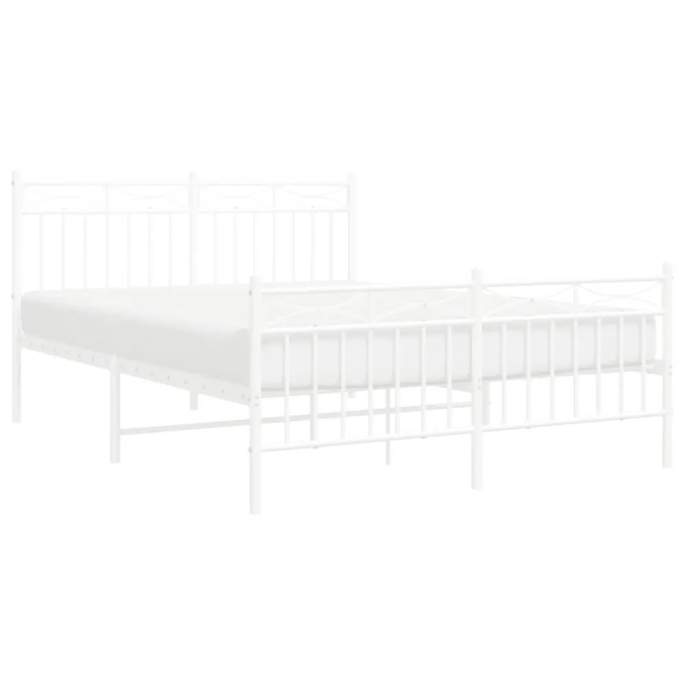 Bedframe met hoofd- en voeteneinde metaal wit 140x200 cm