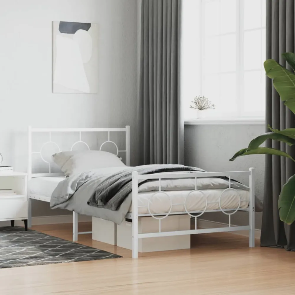 Bedframe met hoofd- en voeteneinde metaal wit 100x200 cm