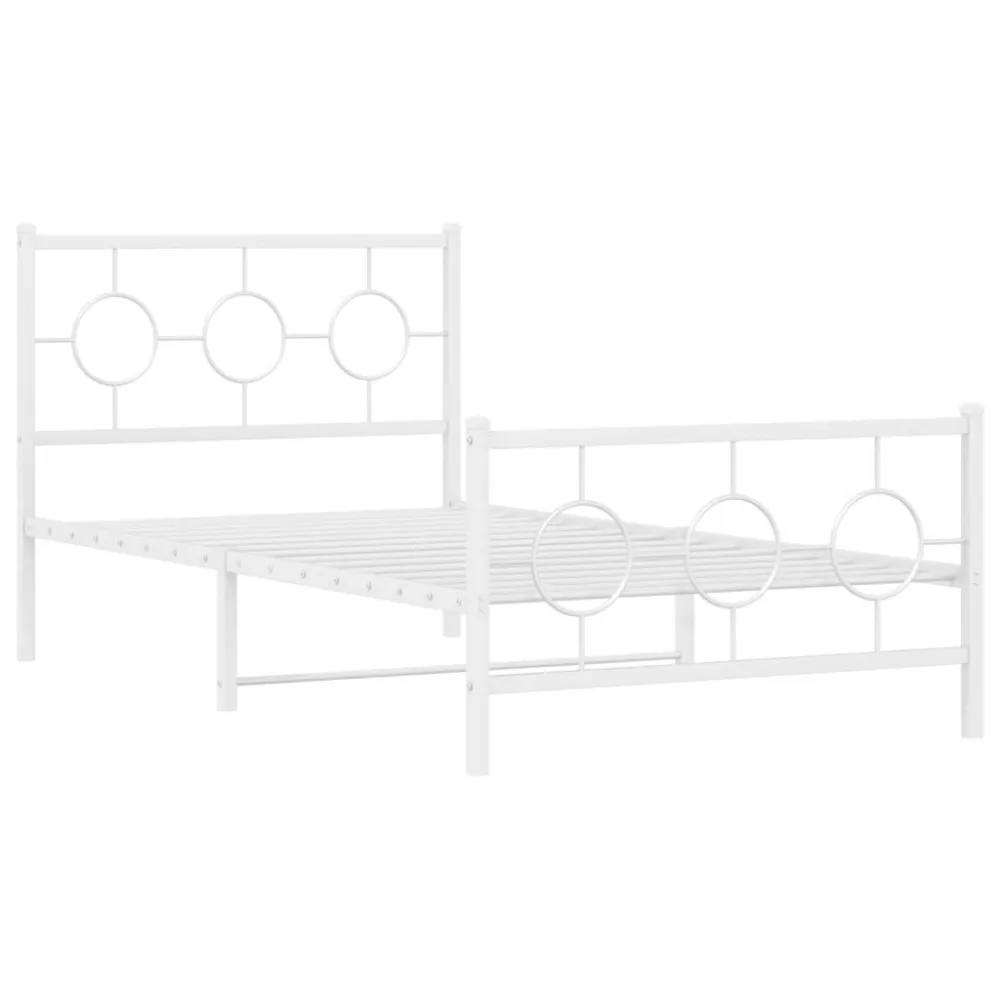 Bedframe met hoofd- en voeteneinde metaal wit 100x200 cm